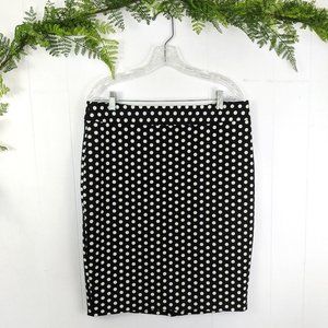 ♻️ LOFT Women's Black & White Polka Dot Pencil Skirt
